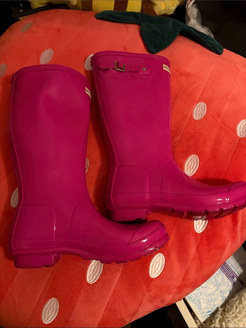 Hunter Hot Pink Glossy Tall Rain Boots - Picture 2 of 6